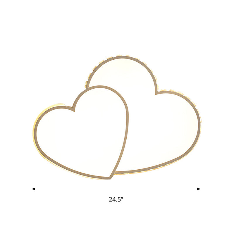 Heart Shaped Crystal Led Ceiling Flush Light Fixture - 20.5/24.5 Wide Warm/White White Mount