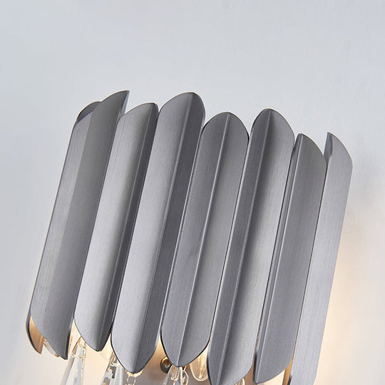 Modern Gold/Smoke Grey Round Wall Mount Lighting With Clear Crystal Teardrop - 2 Bulb Lamp