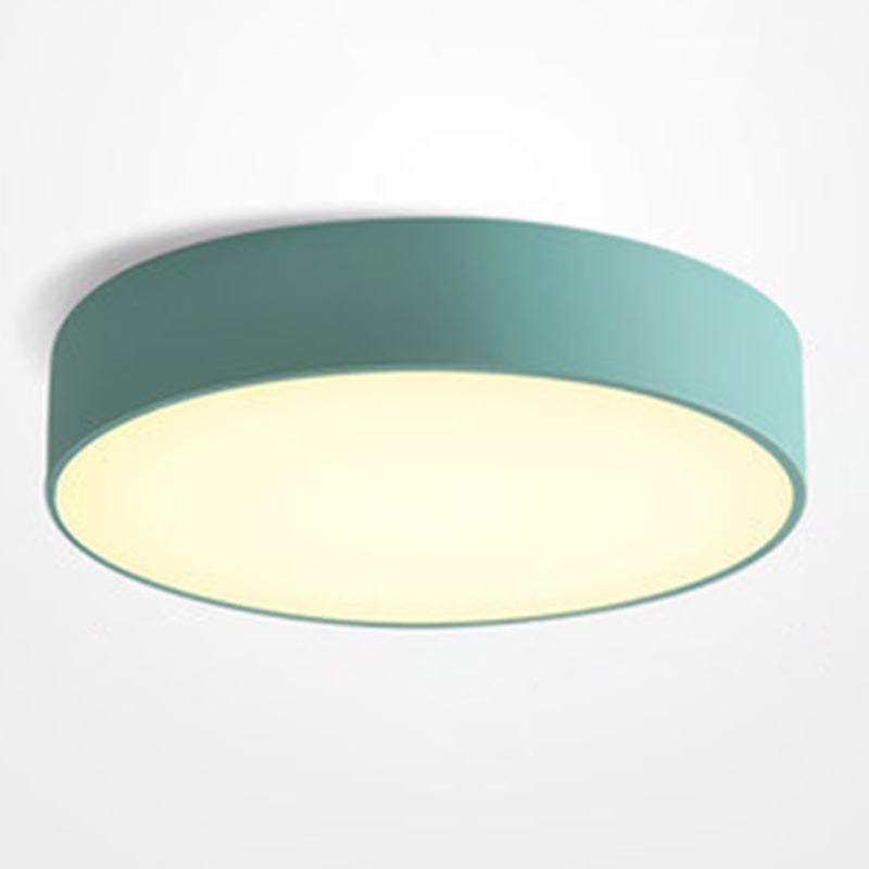 Minimalist Round Flush Mount Ceiling Lighting Fixture - 1 Light Aluminum Blue / 12’
