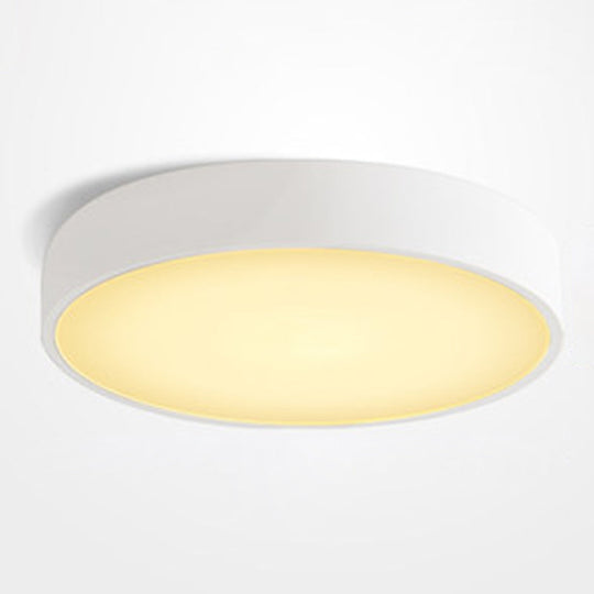 Minimalist Round Flush Mount Ceiling Lighting Fixture - 1 Light Aluminum White / 12’