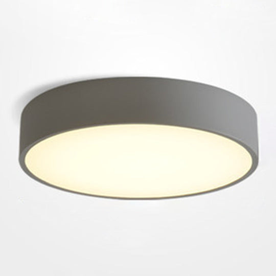 Minimalist Round Flush Mount Ceiling Lighting Fixture - 1 Light Aluminum Grey / 12’