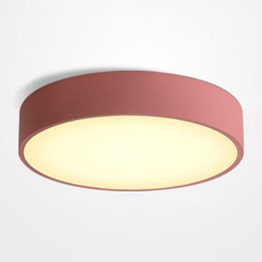 Minimalist Round Flush Mount Ceiling Lighting Fixture - 1 Light Aluminum Red / 12’