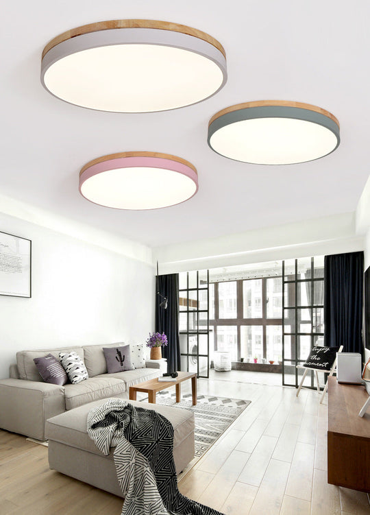 Minimalistic Flush Mount Ceiling Light - 1 Acrylic Disk Design