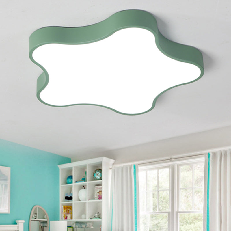 Contemporary Star Flush Mount Light Fixture - 1 - Light Metal Ceiling Green / 16.5’ White