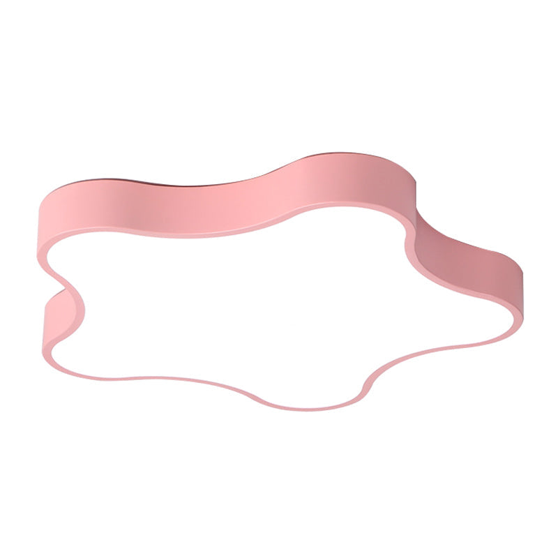 Contemporary Star Flush Mount Light Fixture - 1-Light Metal Ceiling Pink / 16.5 White