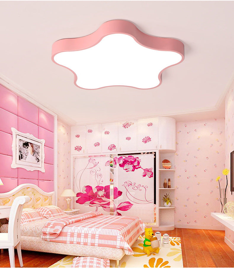 Contemporary Star Flush Mount Light Fixture - 1-Light Metal Ceiling