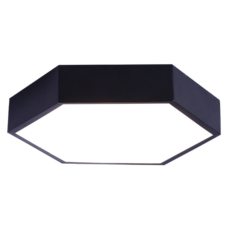 Minimalist Hexagon Flush Mount Ceiling Light Fixture With Acrylic Finish - 1 Black / 16’ White