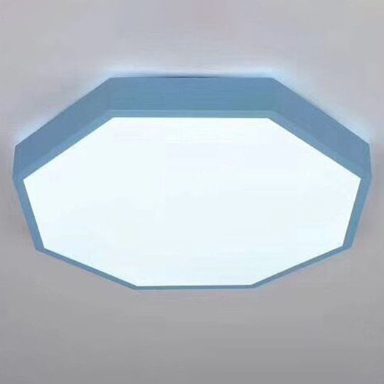 Minimalist Led Flush Mount Ceiling Light Fixture With Acrylic Chandelier Accent For Bedroom Blue /
