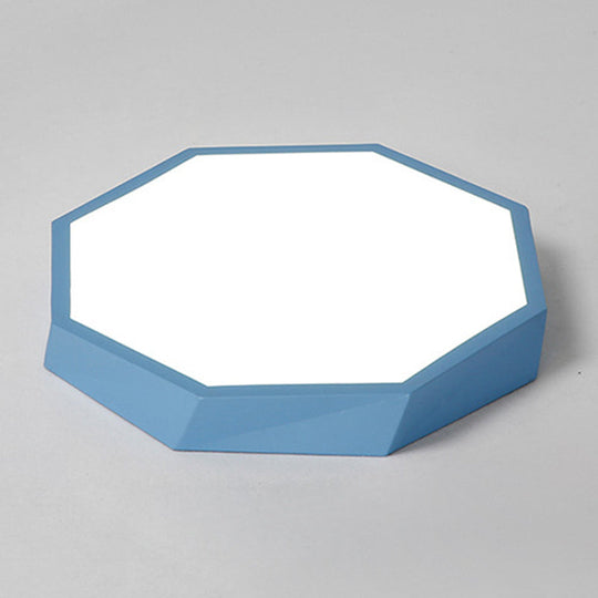 Contemporary Acrylic Flush Mount Ceiling Light For Bedroom - Faceted Chandelier Blue / 16.5’