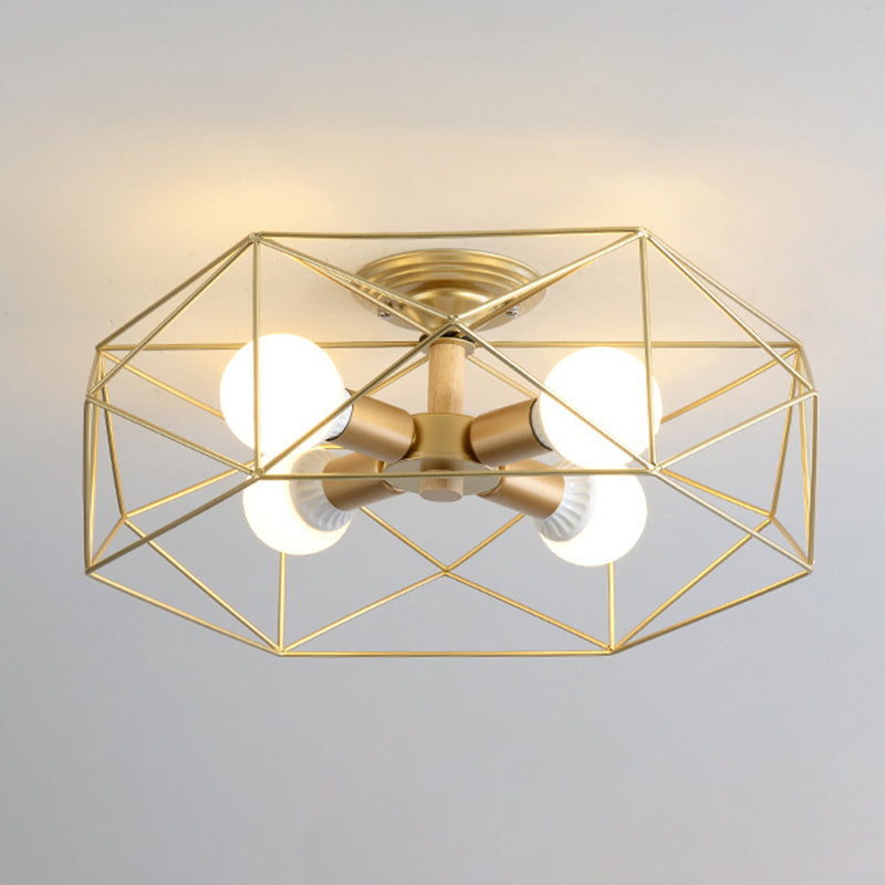 Nordic Industrial Geometric Flush Mount Ceiling Light For Bedroom - Metal Fixture Gold / 20.5’