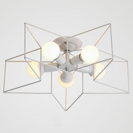 Semi Flush Industrial Metal Chandelier For Bedroom - Stylish Ceiling Mount Lighting White / 21.5