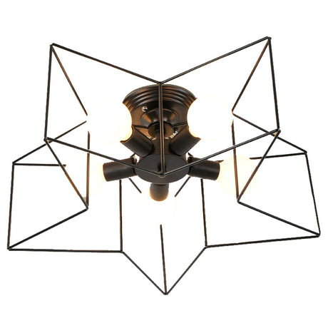 Semi Flush Industrial Metal Chandelier For Bedroom - Stylish Ceiling Mount Lighting