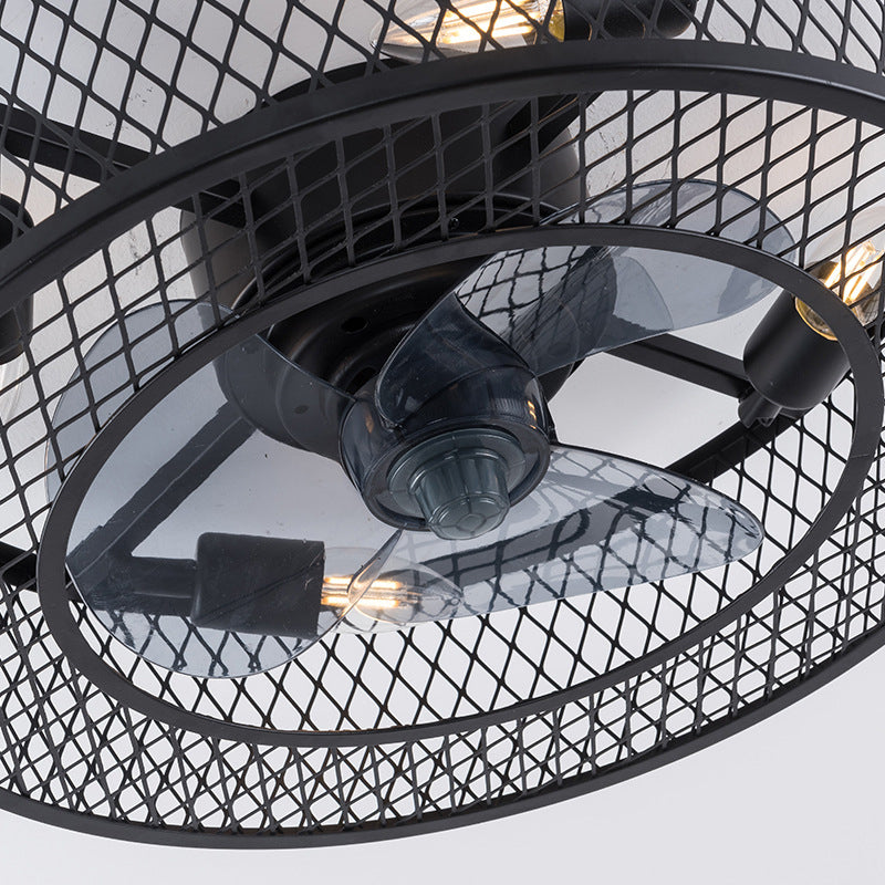 Semi Flush Mount Metal Ceiling Light Fixture - Industrial Style Cage Drum For Bedroom