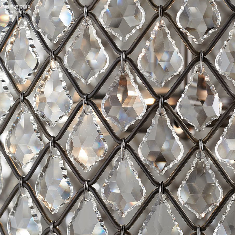 Crystal-Decorated Metal Semi Flush Light: Contemporary Indoor Ceiling Lighting In Black 3/5 Lights