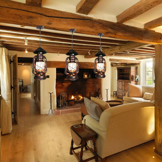 Rustic Metal Pendant Light Fixture - Kerosene Lamp Inspired Nautical Hanging 1-Light