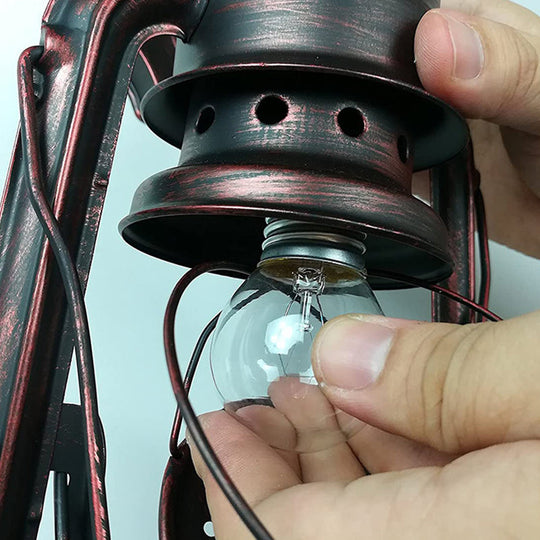 Rustic Metal Pendant Light Fixture - Kerosene Lamp Inspired Nautical Hanging 1-Light