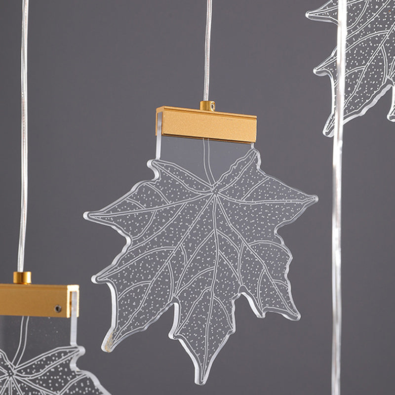 Maple Leaves Pendant Led Suspension Lamp - Simplicity Acrylic Gold Design For Stairs