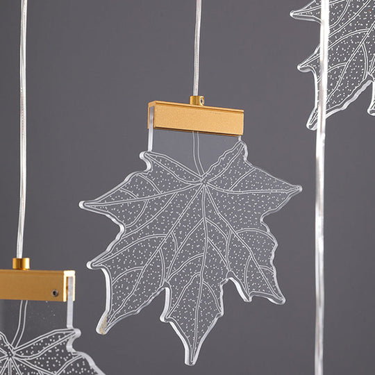 Maple Leaves Pendant Led Suspension Lamp - Simplicity Acrylic Gold Design For Stairs