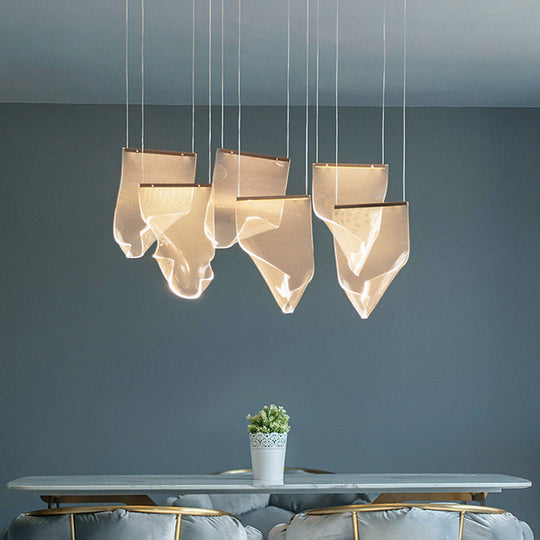 Minimalist Led Ceiling Light - Brass Finish Paper Sheet Inspired Pendant With Acrylic Shade