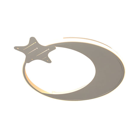 Modern Led Ceiling Flush Light - White Moon And Star Design In Warm/White