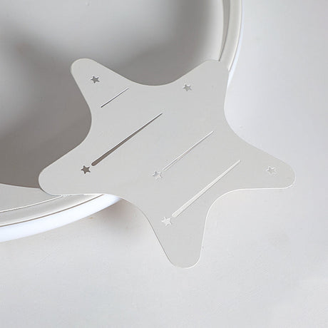 Modern Led Ceiling Flush Light - White Moon And Star Design In Warm/White