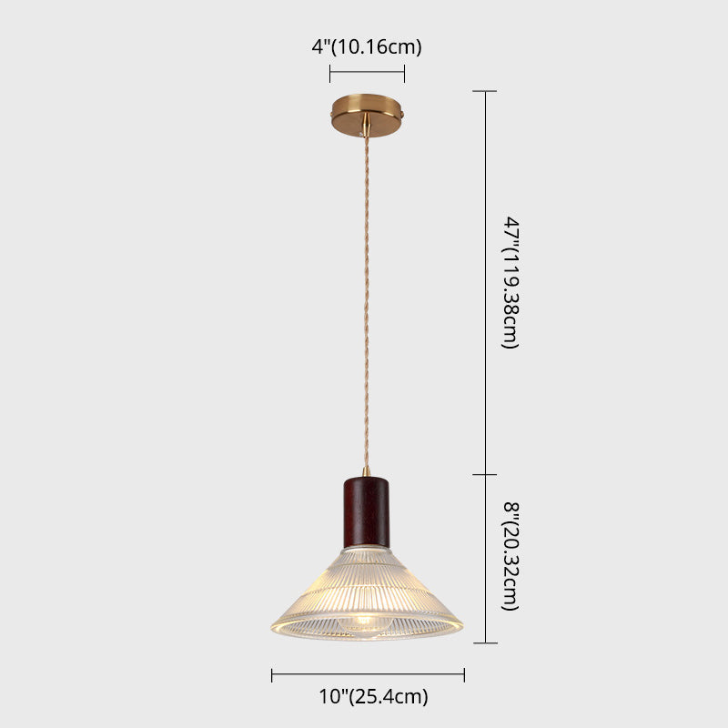 Sleek Single-Bulb Hanging Lamp With Ribbed Glass Shade: Elegant Pendant Light For Bedrooms