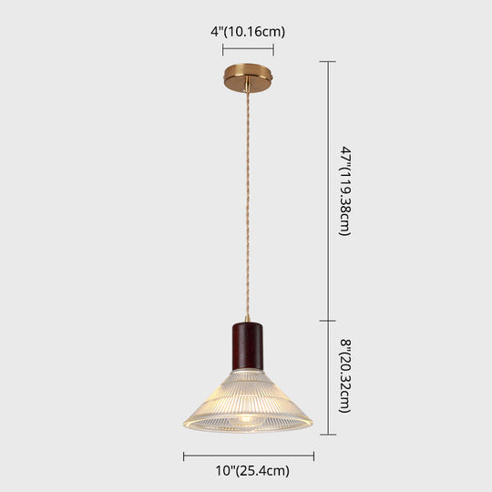 Sleek Single-Bulb Hanging Lamp With Ribbed Glass Shade: Elegant Pendant Light For Bedrooms