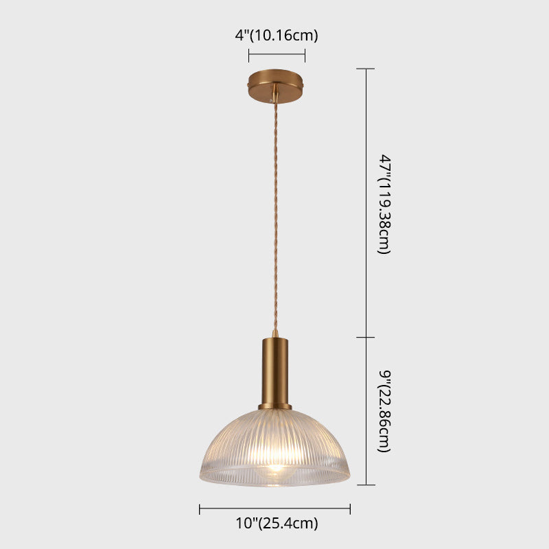 Sleek Single-Bulb Hanging Lamp With Ribbed Glass Shade: Elegant Pendant Light For Bedrooms