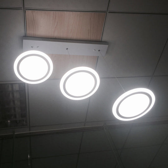 Minimalist White Led Circles Pendant Light For Stairs And Dining Area