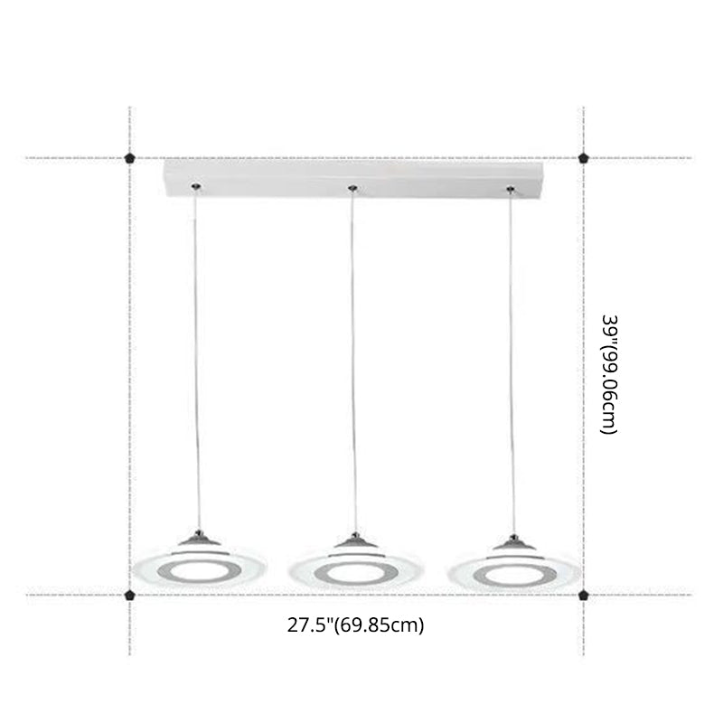 Minimalist Led Circles Suspension Pendant - Multi-Light Acrylic Stairs Diner Lighting In White