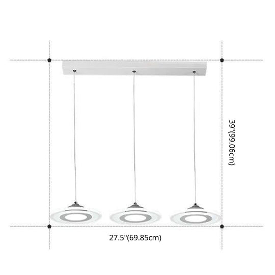 Minimalist Led Circles Suspension Pendant - Multi-Light Acrylic Stairs Diner Lighting In White