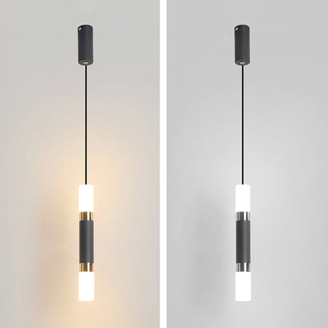 Modern Black Tube Pendant Lamp With Led Acrylic Ceiling Light - Ideal For Bedrooms / Warm A