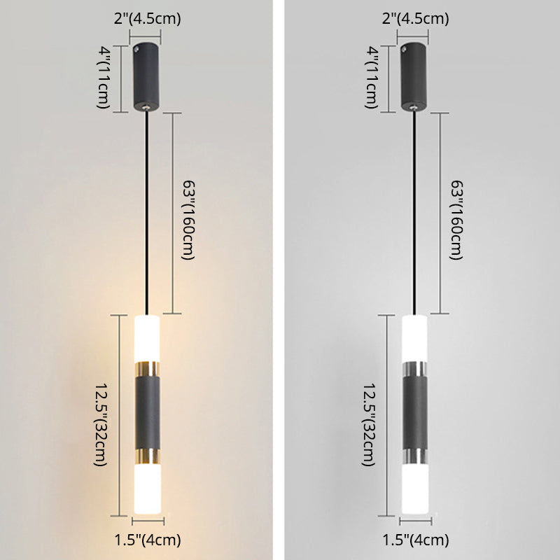 Black Tube Pendant Lamp: Modern Acrylic Led Ceiling Light Fixture For Bedroom