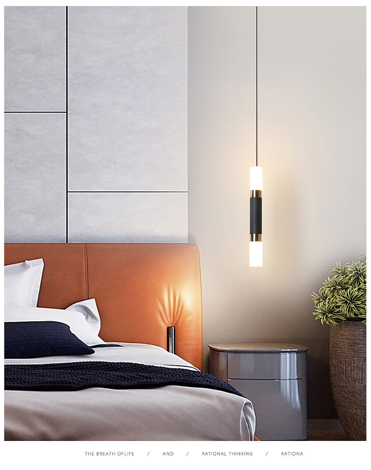 Modern Black Tube Pendant Lamp With Led Acrylic Ceiling Light - Ideal For Bedrooms