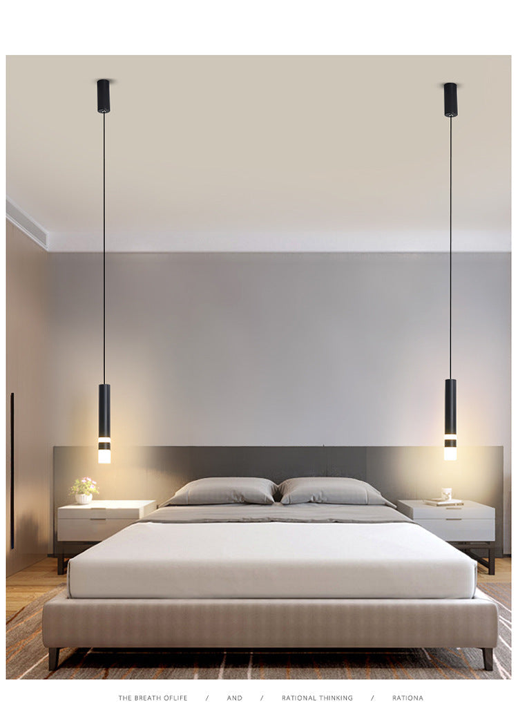 Modern Black Tube Pendant Lamp With Led Acrylic Ceiling Light - Ideal For Bedrooms