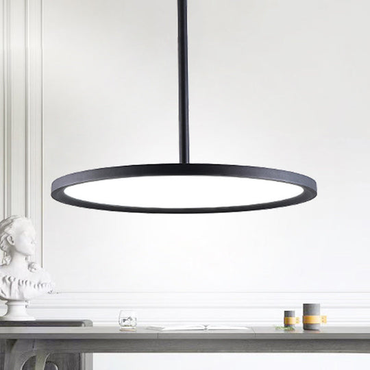 Minimalistic Acrylic Pendant Led Ceiling Light With Hanging Rod – Flat Shade Diner Lighting