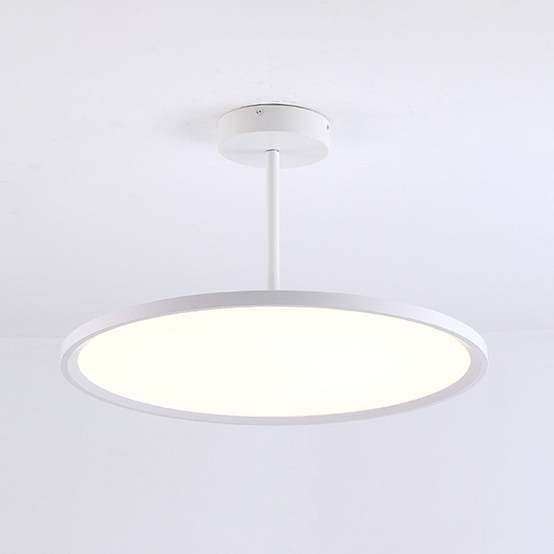 Minimalistic Acrylic Pendant Led Ceiling Light With Hanging Rod – Flat Shade Diner Lighting White