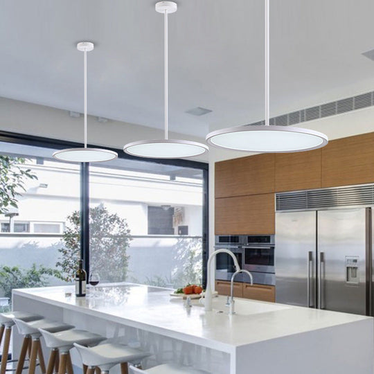 Minimalistic Led Pendant Ceiling Light With Hanging Rod And Flat Shade