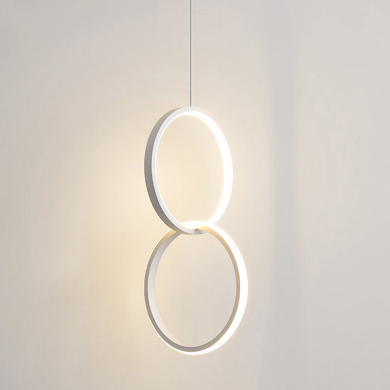 Sleek Metal Led Hanging Lamp Kit - Stylish Ring Pendant Light For Bedside Suspension 2 / White