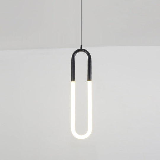 Minimalist U-Shaped Acrylic Led Ceiling Pendant Light Fixture For Living Room Black