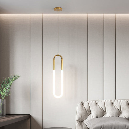 Minimalist U-Shaped Acrylic Led Pendant Light Fixture For Living Room Ceiling