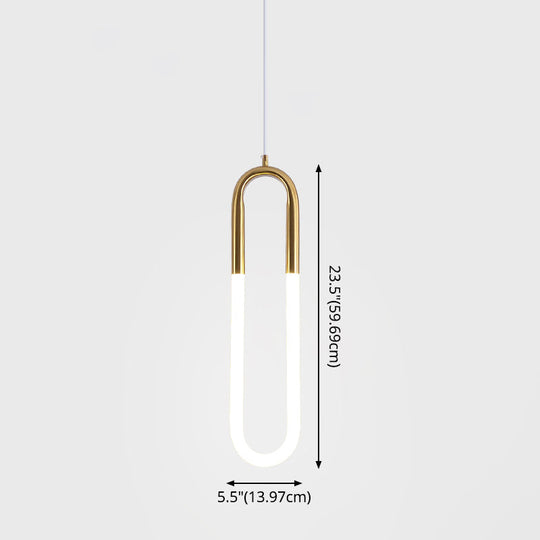 Minimalist U-Shaped Acrylic Led Pendant Light Fixture For Living Room Ceiling