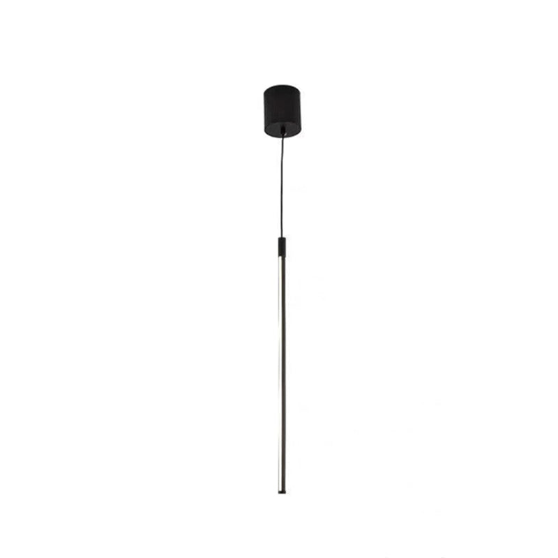 Black Metal Led Stick Pendant - Minimalist Style Linear Suspension Lighting For Bedrooms / 31.5 Warm