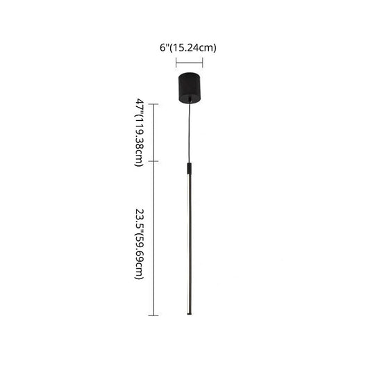 Black Metal Led Stick Pendant - Minimalist Style Linear Suspension Lighting For Bedrooms