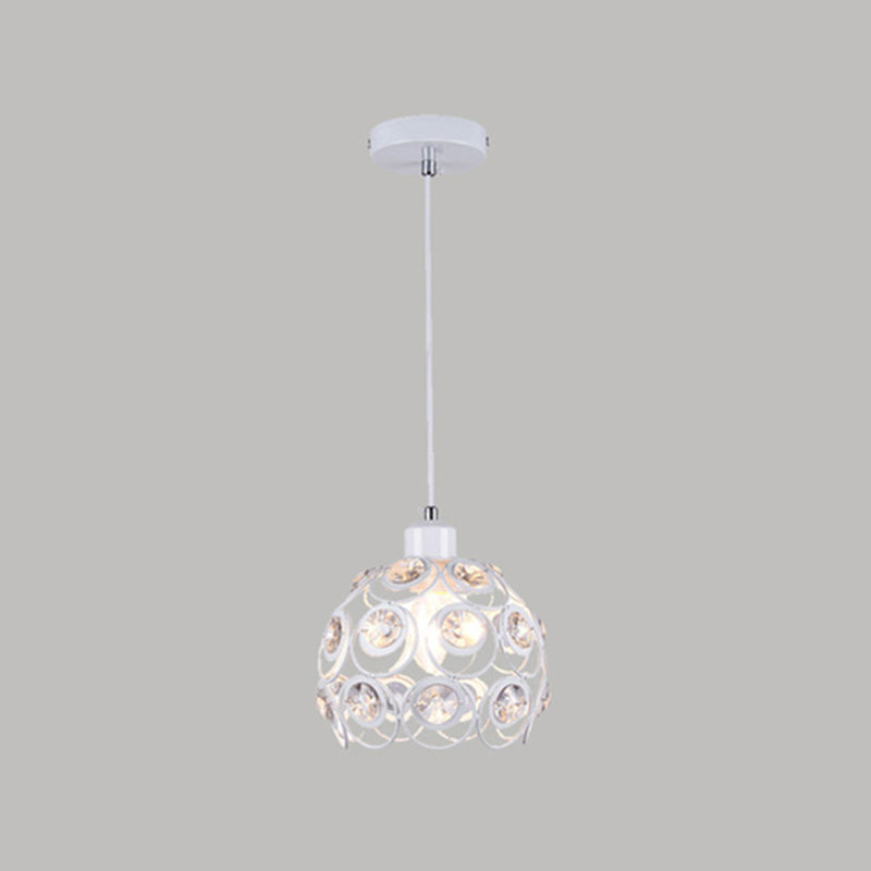 Minimalist Crystal Pendant Lamp With Hollowed-Out Dome Shape 1 / White 8’