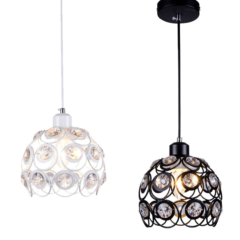 Dome-Shaped Crystal Hollow Pendant Lamp: Minimalist Modern Hanging Light Fixture