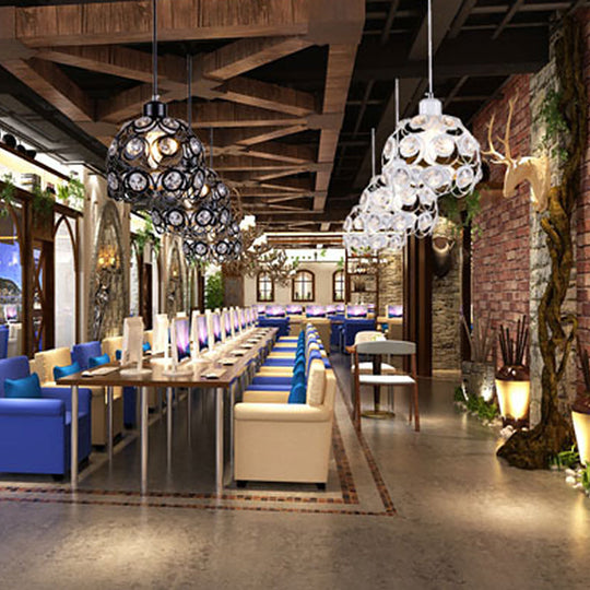 Dome-Shaped Crystal Hollow Pendant Lamp: Minimalist Modern Hanging Light Fixture