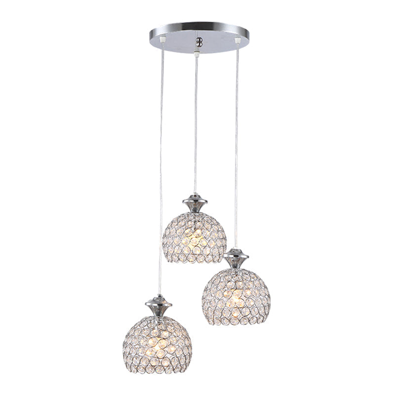 Modern Chrome Cluster Shade Pendant: Acrylic 3-Light Suspension For Dining Room