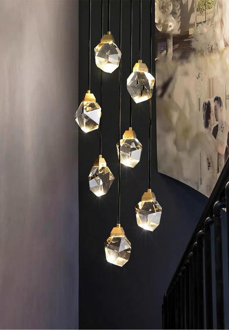 Led Crystal Stone Pendant Light - Simple Single-Light Clear Lamp For Dining Room