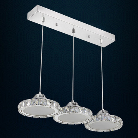 Modern Circular Led Crystal Pendant Light With Chrome Finish For Hanging Ceiling / Warm 19